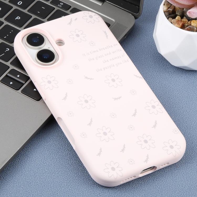 For iPhone 17 Large Hole Daisy Floral Printed Liquid Silicone Phone Case