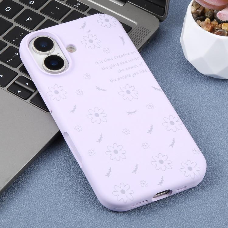For iPhone 17 Large Hole Daisy Floral Printed Liquid Silicone Phone Case