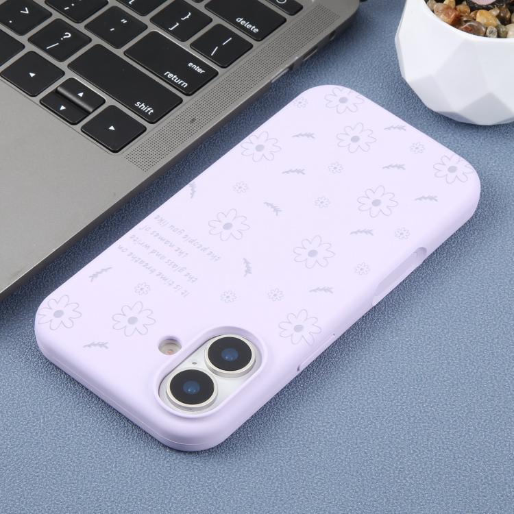 For iPhone 17 Large Hole Daisy Floral Printed Liquid Silicone Phone Case