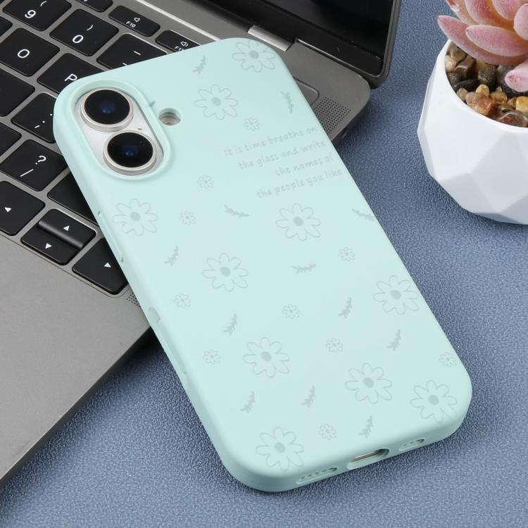 For iPhone 17 Large Hole Daisy Floral Printed Liquid Silicone Phone Case