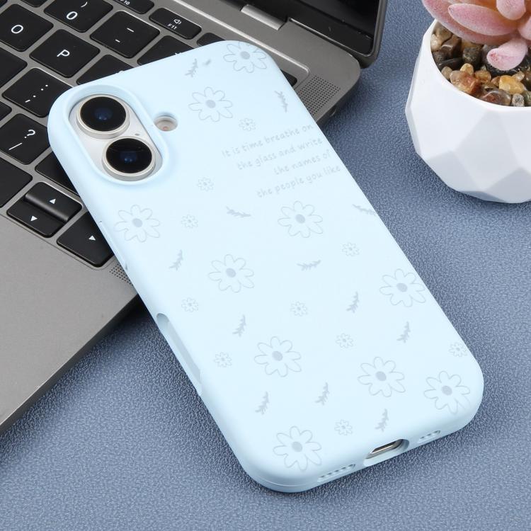 For iPhone 17 Large Hole Daisy Floral Printed Liquid Silicone Phone Case