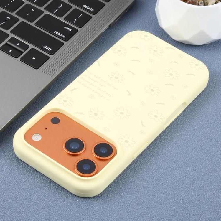 For iPhone 15 Pro Max Large Hole Daisy Floral Printed Liquid Silicone Phone Case