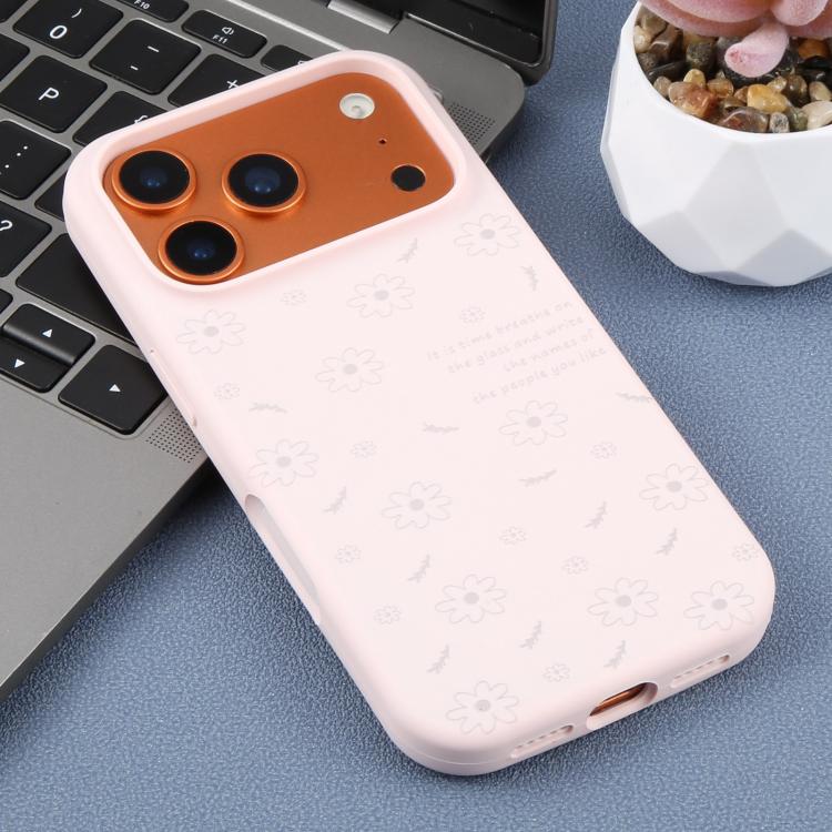 For iPhone 15 Pro Max Large Hole Daisy Floral Printed Liquid Silicone Phone Case
