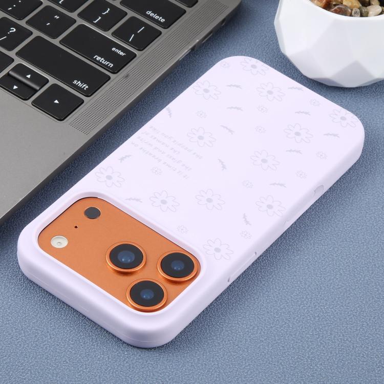 For iPhone 15 Pro Max Large Hole Daisy Floral Printed Liquid Silicone Phone Case