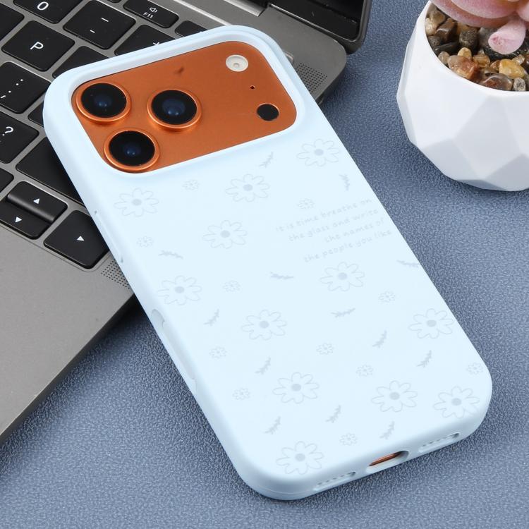 For iPhone 15 Pro Max Large Hole Daisy Floral Printed Liquid Silicone Phone Case