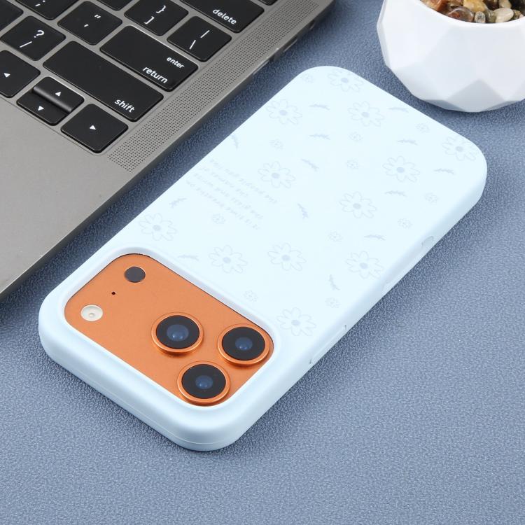 For iPhone 15 Pro Max Large Hole Daisy Floral Printed Liquid Silicone Phone Case