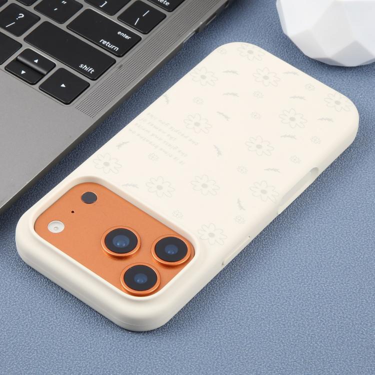 For iPhone 14 Pro Max Large Hole Daisy Floral Printed Liquid Silicone Phone Case