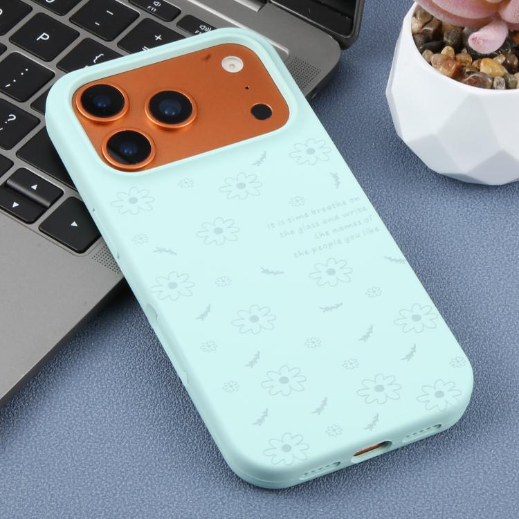 For iPhone 14 Pro Max Large Hole Daisy Floral Printed Liquid Silicone Phone Case