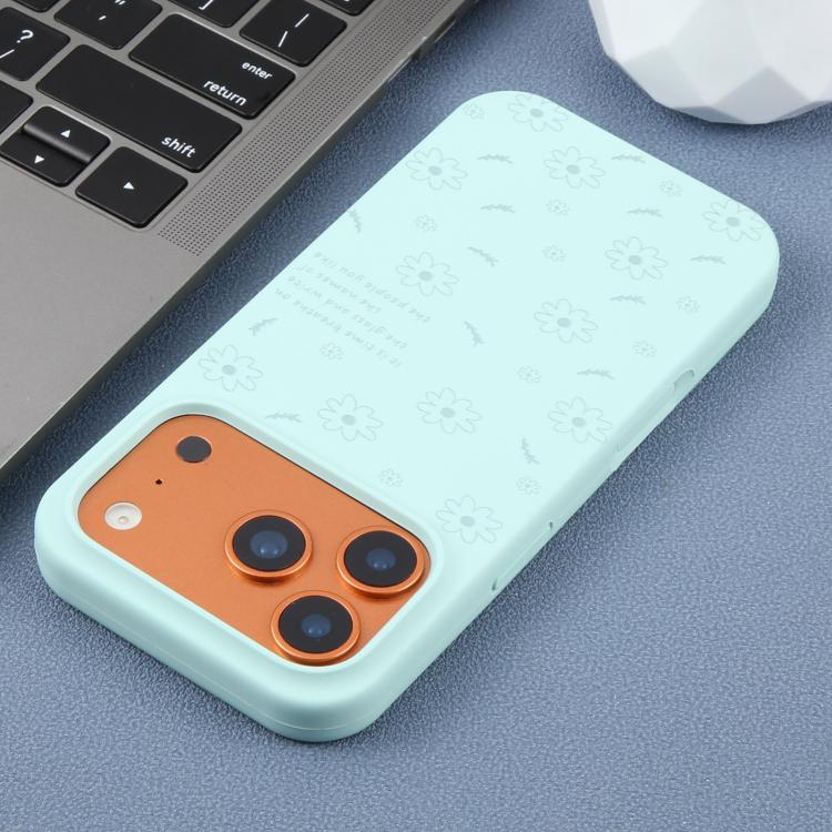 For iPhone 14 Pro Max Large Hole Daisy Floral Printed Liquid Silicone Phone Case
