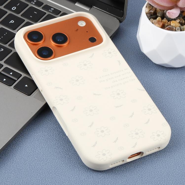 For iPhone 12 Pro Large Hole Daisy Floral Printed Liquid Silicone Phone Case