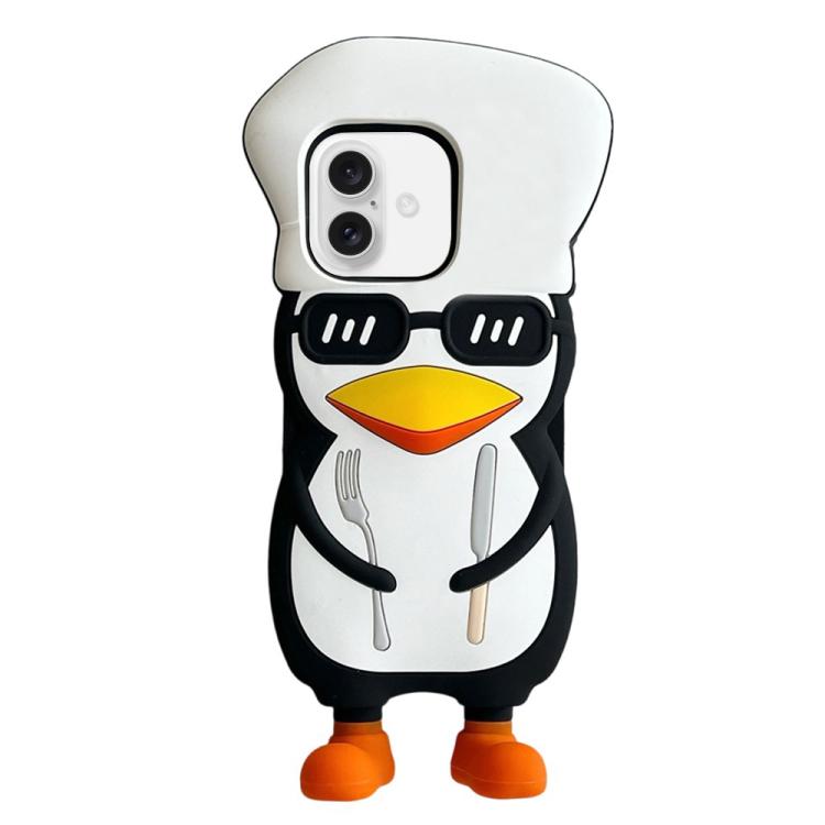 For iPhone 17 Cute 3D Cartoon Chef Penguin Design Shockproof Silicone Phone Case