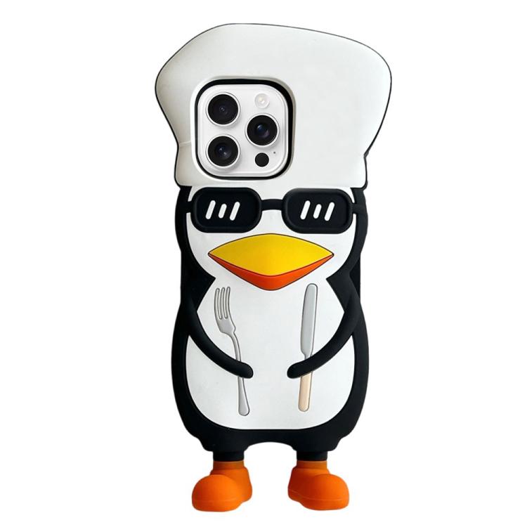 For iPhone 16 Pro Cute 3D Cartoon Chef Penguin Design Shockproof Silicone Phone Case