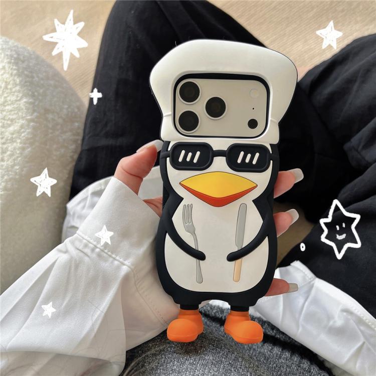 For iPhone 16 Cute 3D Cartoon Chef Penguin Design Shockproof Silicone Phone Case