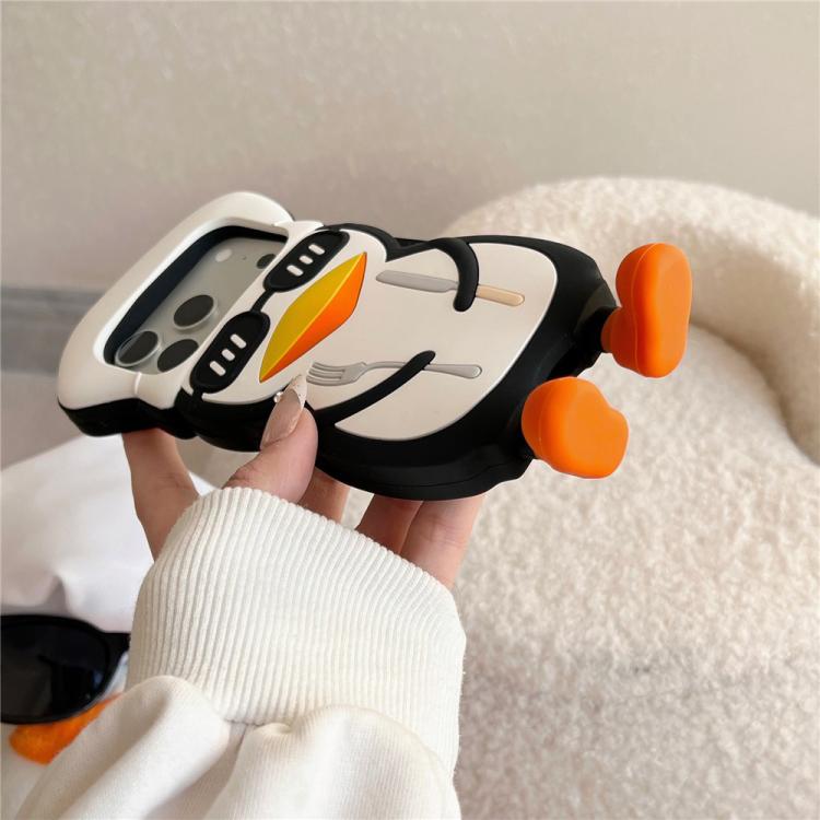 For iPhone 16 Pro Max Cute 3D Cartoon Chef Penguin Design Shockproof Silicone Phone Case
