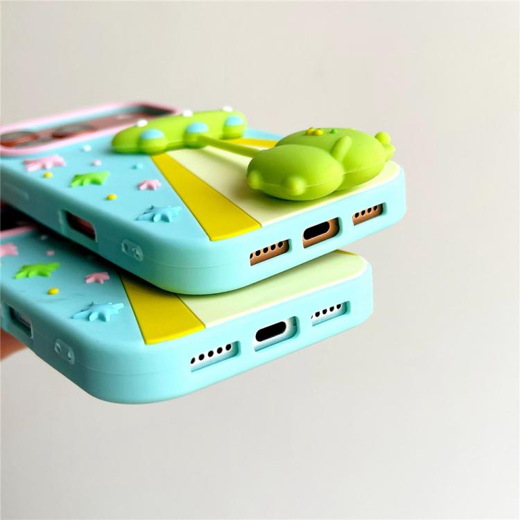 For iPhone 14 Pro Cute 3D UFO Alien Pendant Design Silicone Shockproof Phone Case