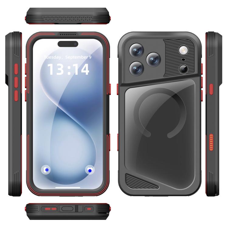 For iPhone 17 RedPepper GTM Series IP68 Waterproof Magnetic Diving Phone Case - Black