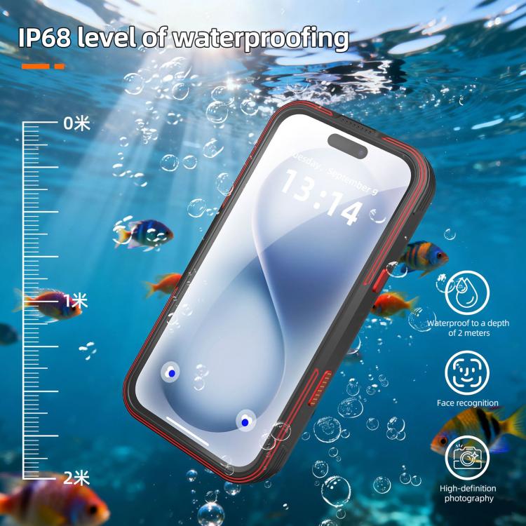 For iPhone 17 RedPepper GTM Series IP68 Waterproof Magnetic Diving Phone Case - Black