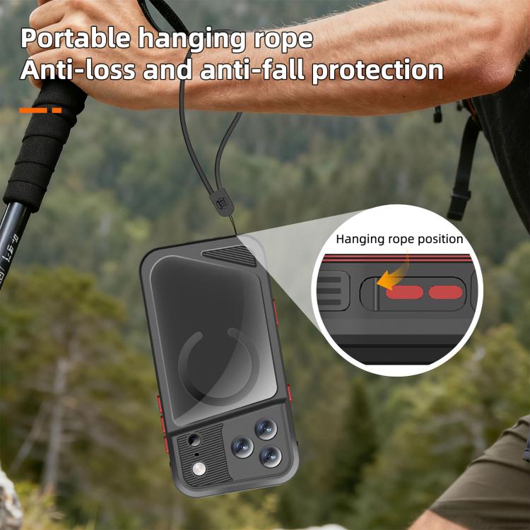 For iPhone 17 Pro Max RedPepper GTM Series IP68 Waterproof Magnetic Diving Phone Case - Black