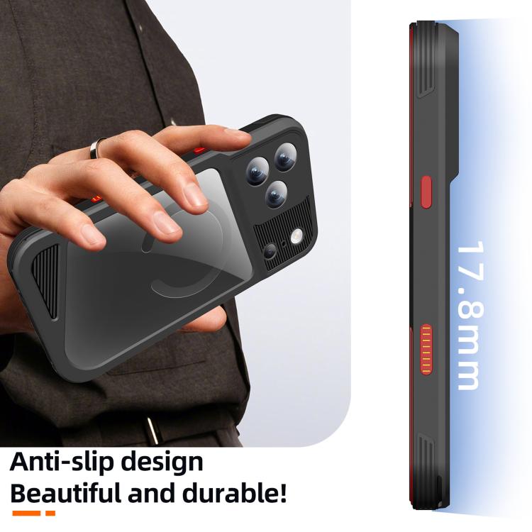 For iPhone 17 RedPepper GTM Series IP68 Waterproof Magnetic Diving Phone Case - Black