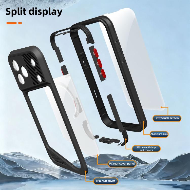 For iPhone 17 Pro RedPepper GTM Series IP68 Waterproof Magnetic Diving Phone Case - Black