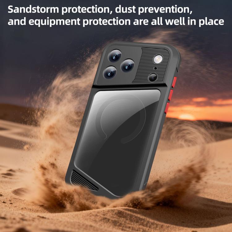 For iPhone 17 Pro RedPepper GTM Series IP68 Waterproof Magnetic Diving Phone Case - Black