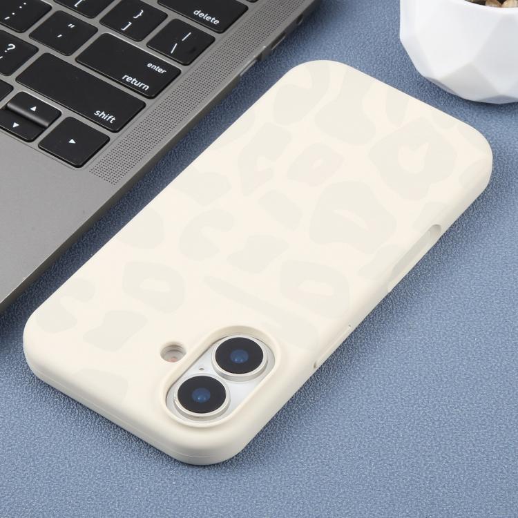 For iPhone 17 Large Hole Leopard Print Liquid Silicone Phone Case