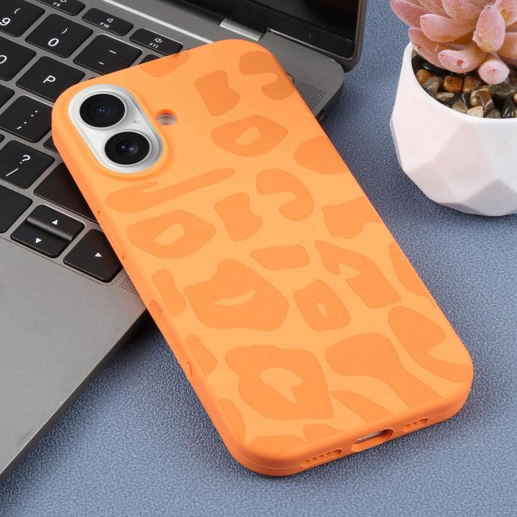 For iPhone 17 Large Hole Leopard Print Liquid Silicone Phone Case