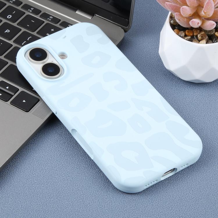 For iPhone 17 Large Hole Leopard Print Liquid Silicone Phone Case