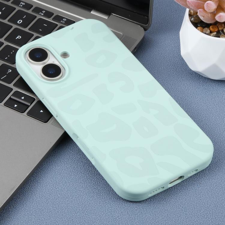 For iPhone 17 Large Hole Leopard Print Liquid Silicone Phone Case