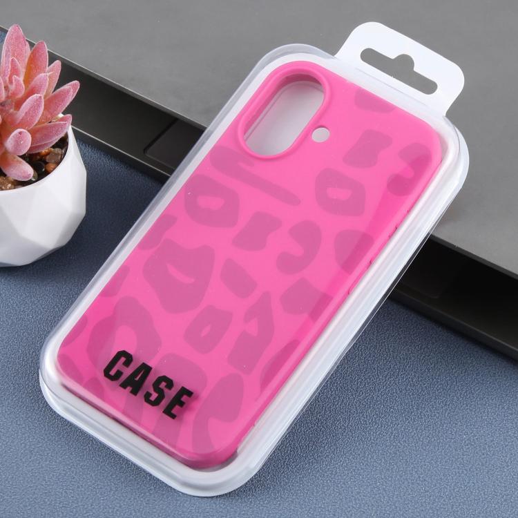 For iPhone 16 Large Hole Leopard Print Liquid Silicone Phone Case