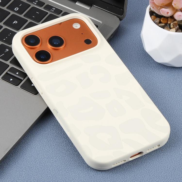 For iPhone 15 Pro Large Hole Leopard Print Liquid Silicone Phone Case