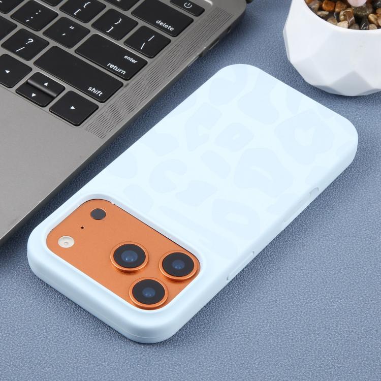 For iPhone 15 Pro Large Hole Leopard Print Liquid Silicone Phone Case