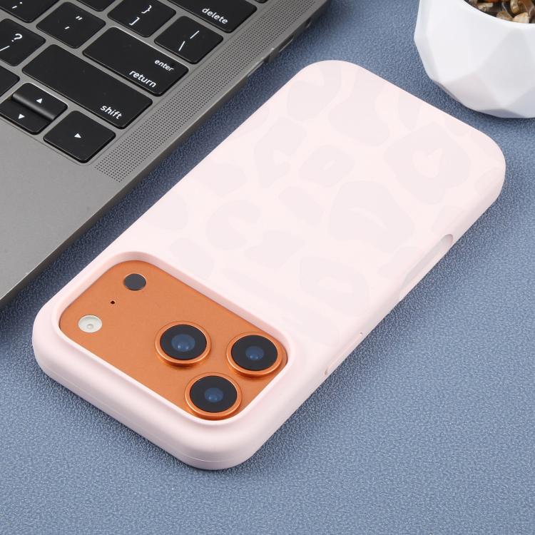 For iPhone 15 Pro Large Hole Leopard Print Liquid Silicone Phone Case