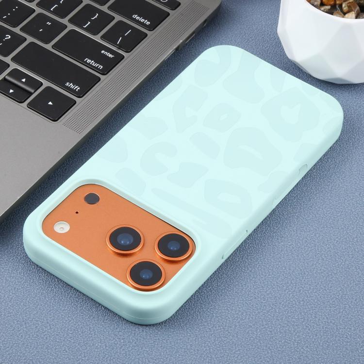 For iPhone 14 Large Hole Leopard Print Liquid Silicone Phone Case