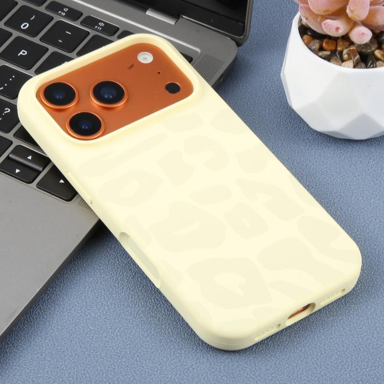 For iPhone 14 Large Hole Leopard Print Liquid Silicone Phone Case
