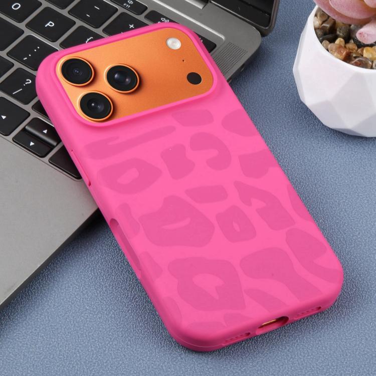 For iPhone 13 Pro Max Large Hole Leopard Print Liquid Silicone Phone Case