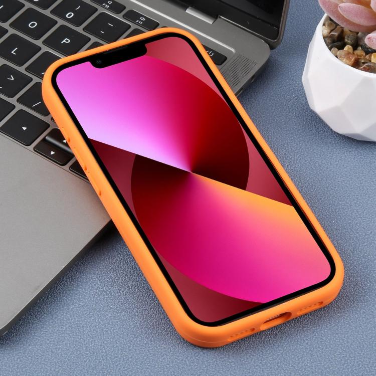 For iPhone 13 Large Hole Leopard Print Liquid Silicone Phone Case