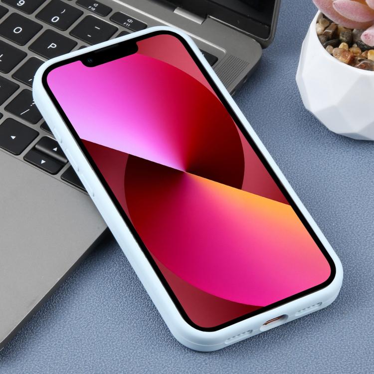 For iPhone 13 Large Hole Leopard Print Liquid Silicone Phone Case