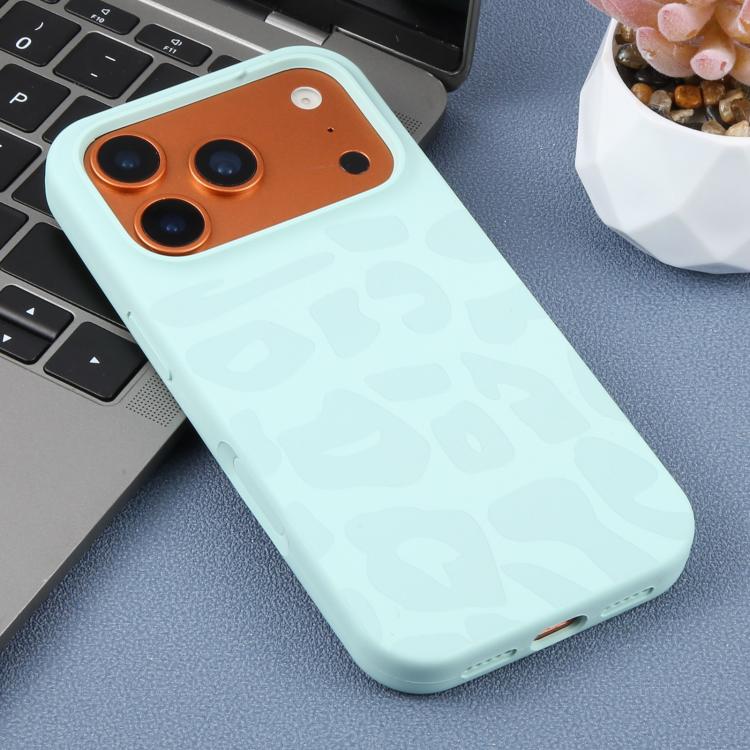 For iPhone 13 Large Hole Leopard Print Liquid Silicone Phone Case
