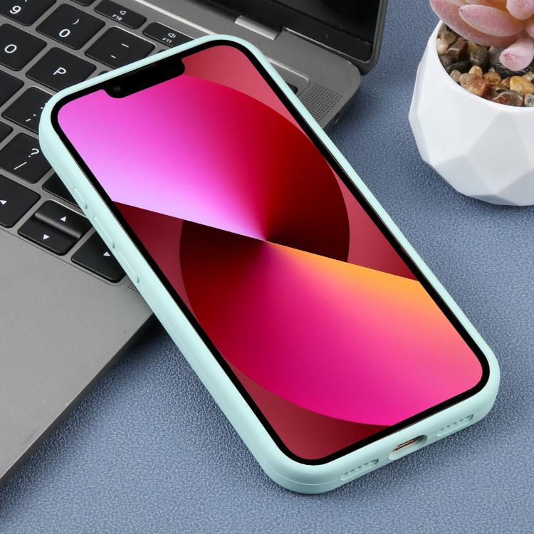For iPhone 13 Large Hole Leopard Print Liquid Silicone Phone Case