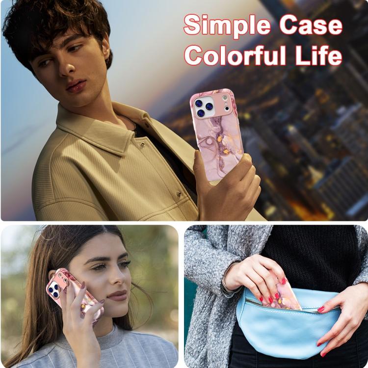 For iPhone 17 Pro Water Transfer Printing Marble Pattern PC + TPU Phone Case