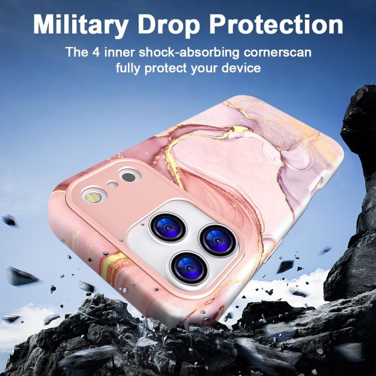 For iPhone 15 Pro Max Water Transfer Printing Marble Pattern PC + TPU Phone Case