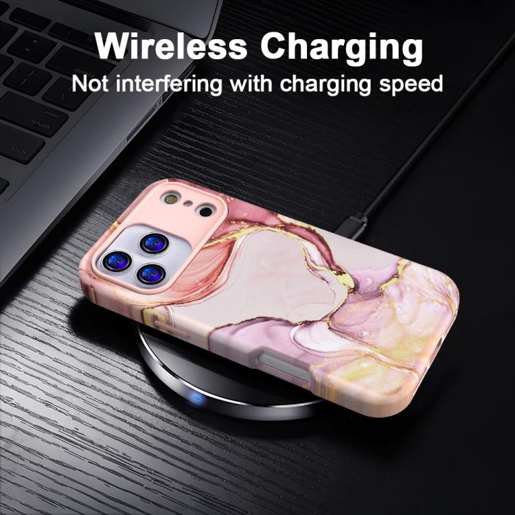 For iPhone 14 Water Transfer Printing Marble Pattern PC + TPU Phone Case