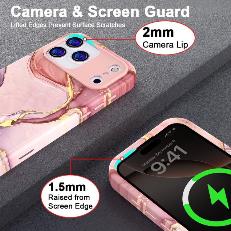 For iPhone 13 Pro Max Water Transfer Printing Marble Pattern PC + TPU Phone Case