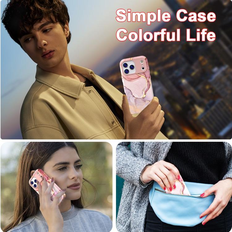 For iPhone 13 Pro Max Water Transfer Printing Marble Pattern PC + TPU Phone Case