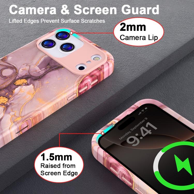For iPhone 13 Pro Water Transfer Printing Marble Pattern PC + TPU Phone Case