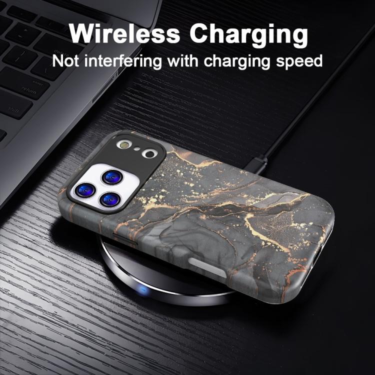 For iPhone 13 Water Transfer Printing Marble Pattern PC + TPU Phone Case