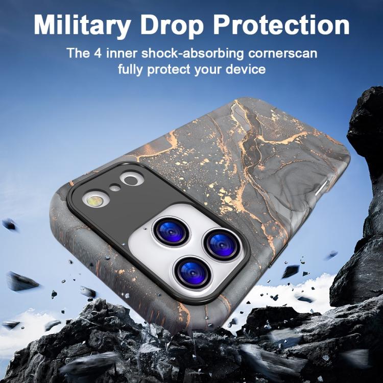 For iPhone 12 Pro Max Water Transfer Printing Marble Pattern PC + TPU Phone Case