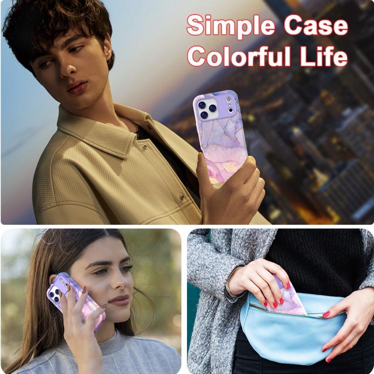 For iPhone 12 Pro Water Transfer Printing Marble Pattern PC + TPU Phone Case