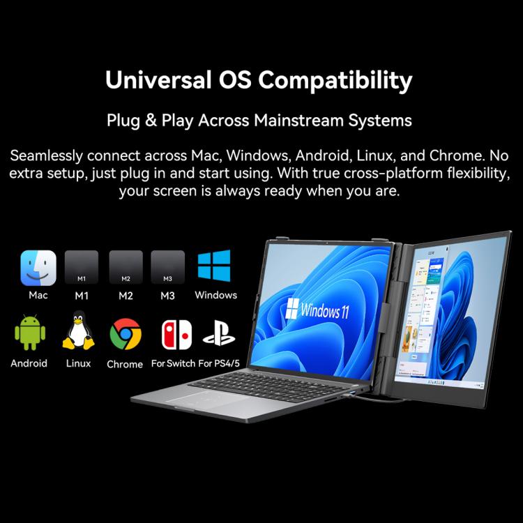 [HK Warehouse] Blackview SCM8 15.3 inch Portable Laptop Ultra-thin LCD Monitor Screen Extender with Stand - Grey